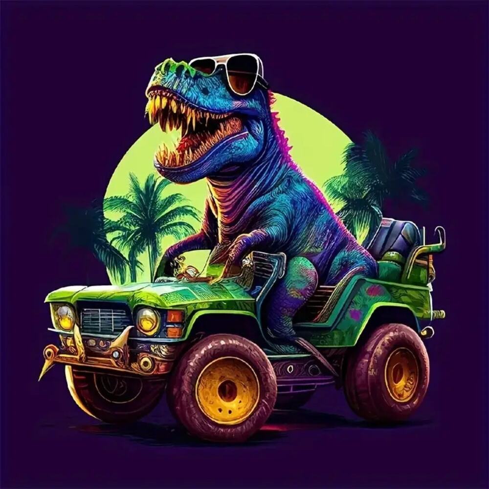 Diamond Art    Dinosaur taking a Drive   8 X 8 in    Materials Included   Adult